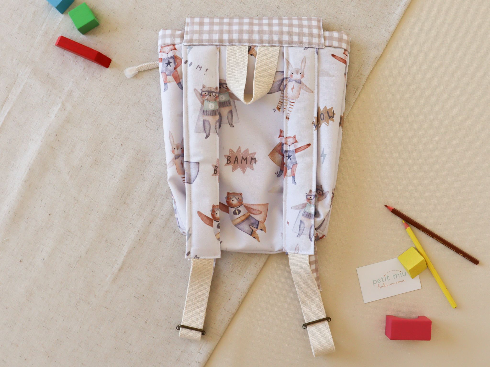 mochila algodón infantil cómic detras mochila algodón infantil cómic detras