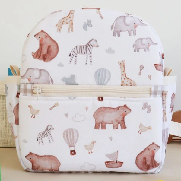 mochila guardería infantil impermeable con estampado de animales Petit Miu