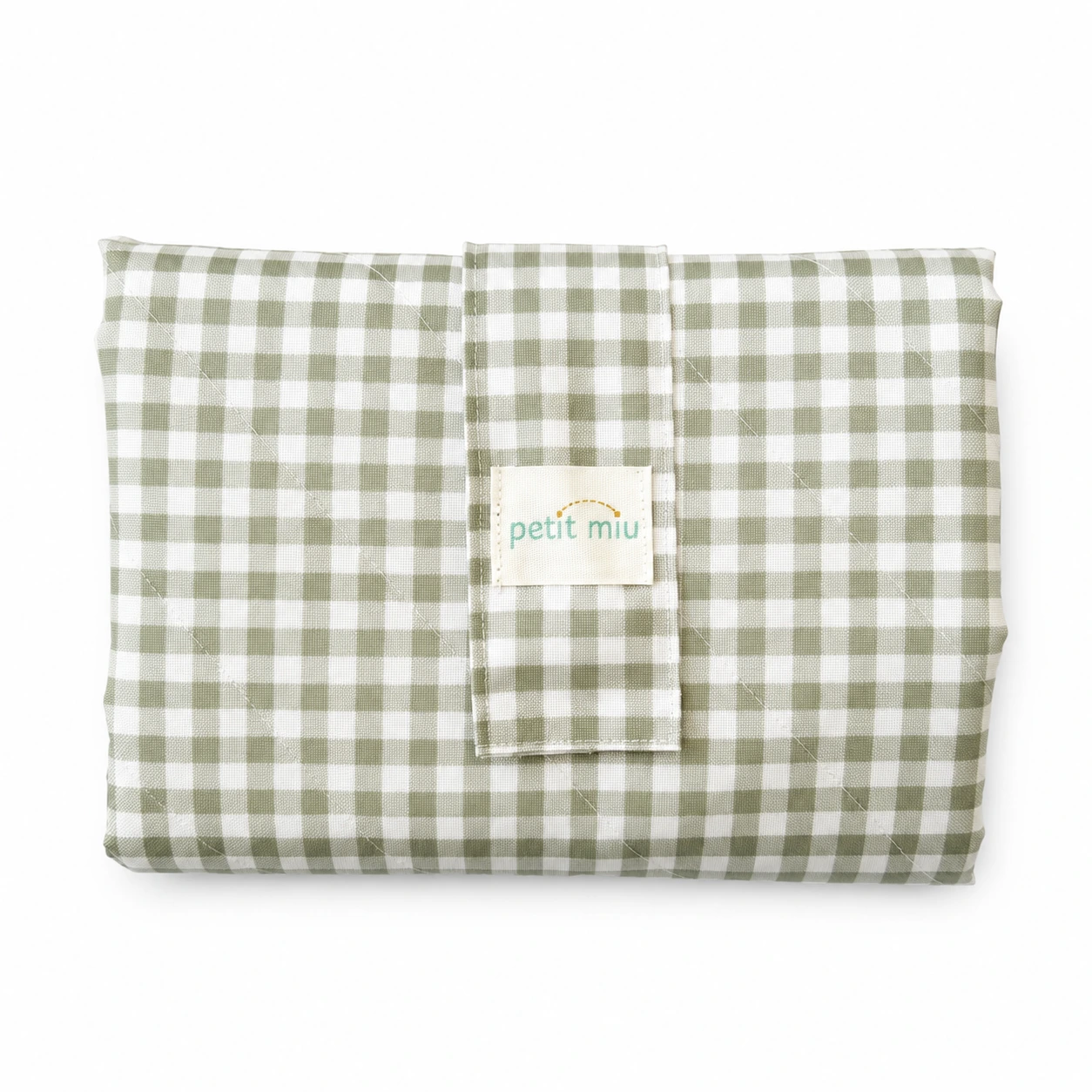 Cambiador portátil impermeable para bebé Vichy Verde Salvia | Plegado | Petit Miu Cambiador portátil impermeable para bebé Vichy Verde Salvia | Plegado | Petit Miu