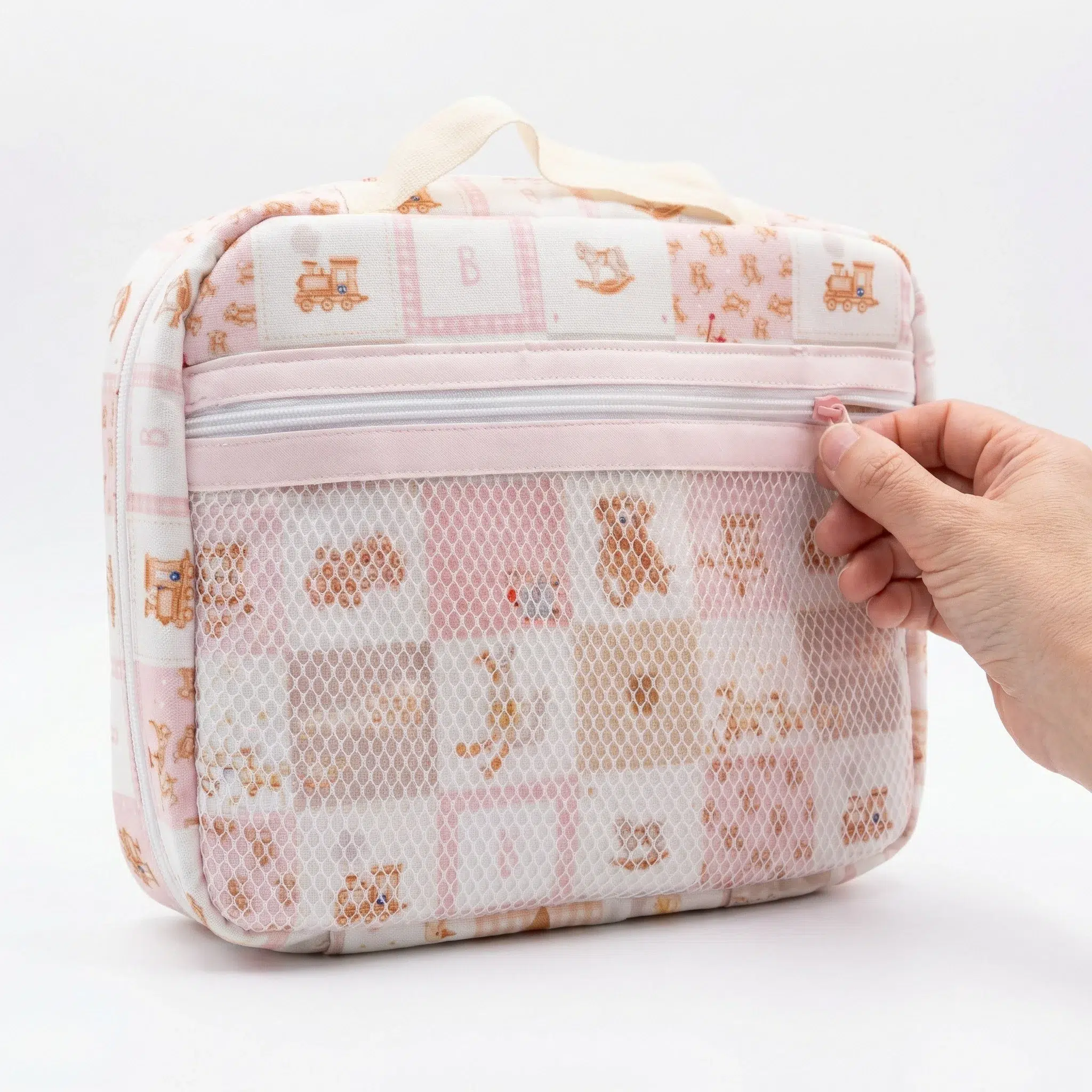 Neceser bebé organizador con bolsillo de rejilla Petit Miu Neceser bebé organizador con bolsillo de rejilla Petit Miu